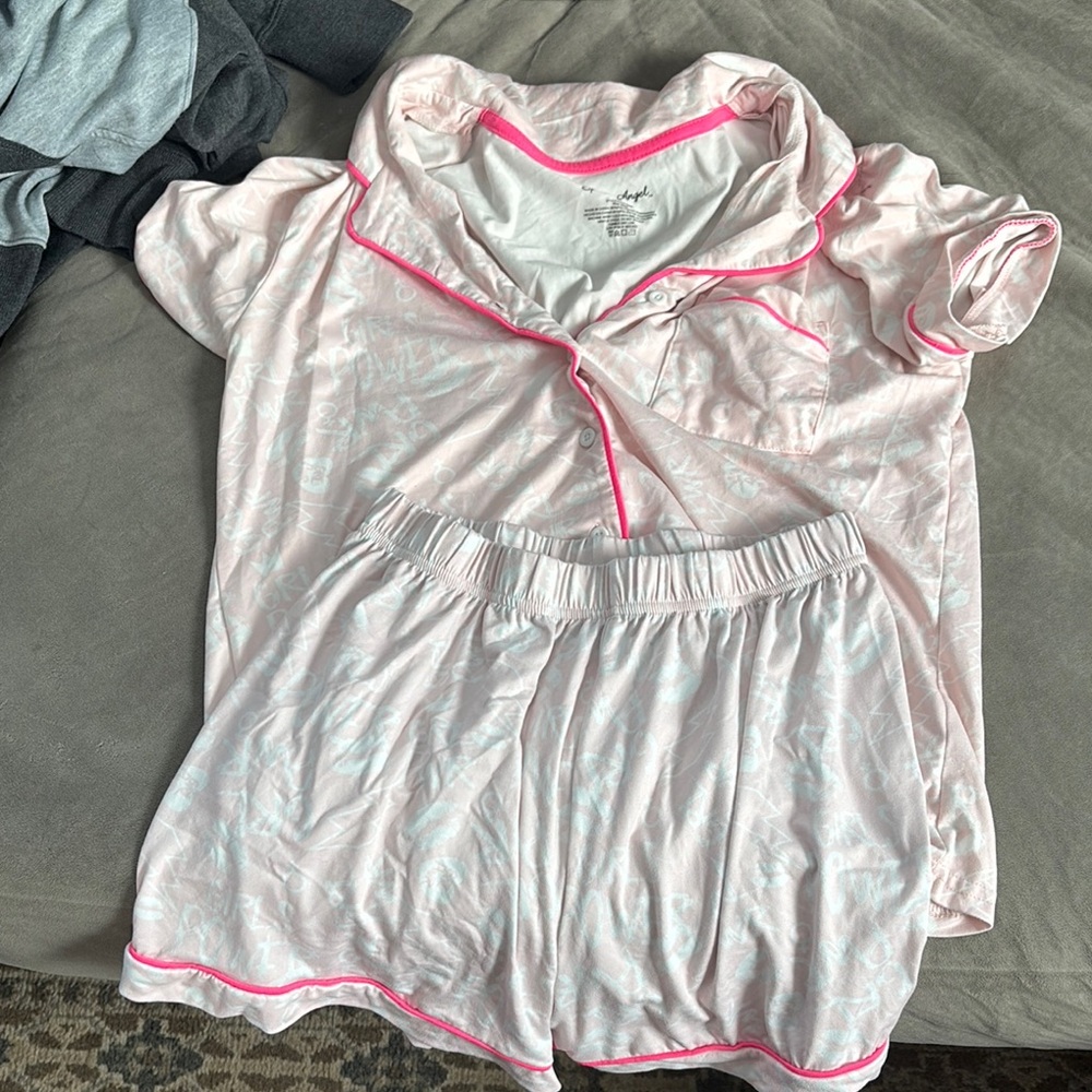 Spoiled Pink Intimates Pajama Set with Soft V-Neck